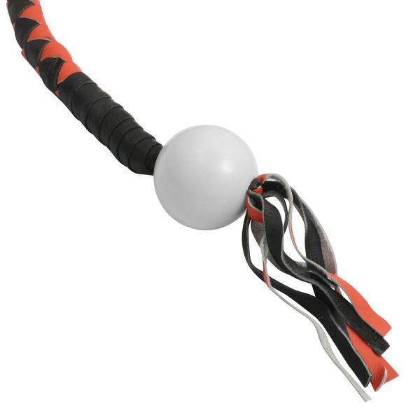GBW209B Leather Biker Whip-Orange/Black W / White Pool Ball - Image 5