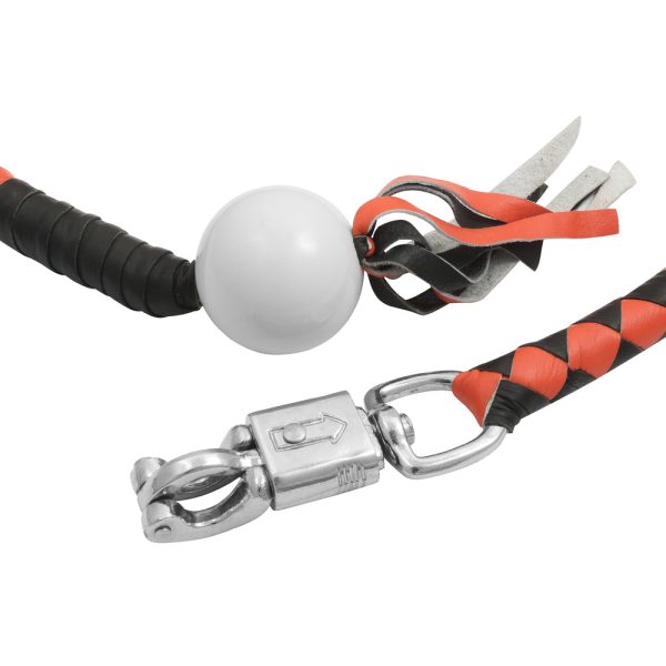GBW209B Leather Biker Whip-Orange/Black W / White Pool Ball - Image 7