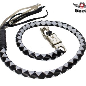 Dream Apparel Black and Silver Hand-Braided Leather Get Back Whip