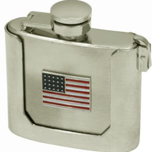 Metal Flask Buckle with American Flag On Front