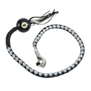 Black And Silver Hand-Braided Leather Get back Whips with Ball8- 42" Long