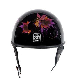 DOT Approved Low Profile Motorcycle Helmet With Fairy & Tribal Flowers