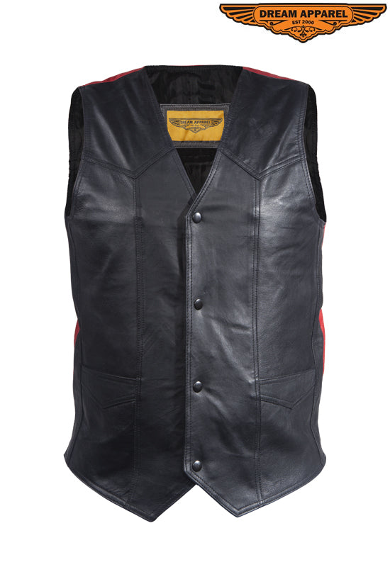 Mens Leather Vest With Rebel Flag - Image 4